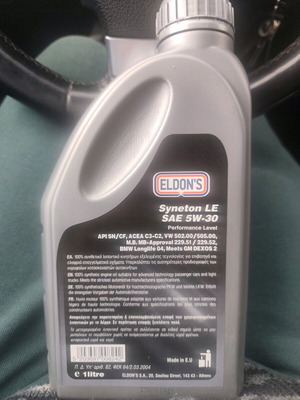 Λάδι αυτοκινήτου Eldon's Syneton LE SAE 5W-30 σφραγισμένο 1 λίτρο