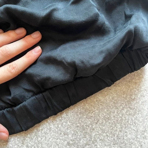 Toi & Moi silk strapless top y2k, black and grey