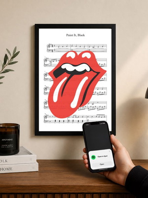 Poster Paint It Black Rolling Stones with NFC Tag and Frame made to order