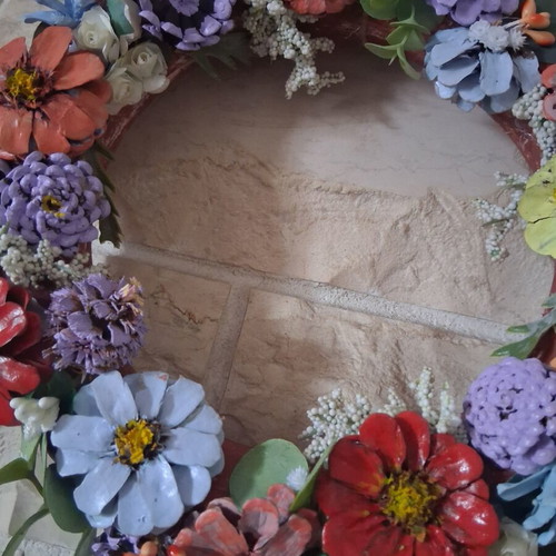 Handmade summer wreath 30cm on foam base with pine cones