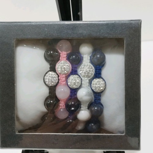 Set of 5 macrame bracelets with natural stones in sealed box new