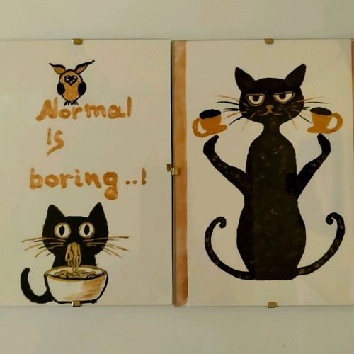 Two framed paintings set with acrylic colors and frames new
