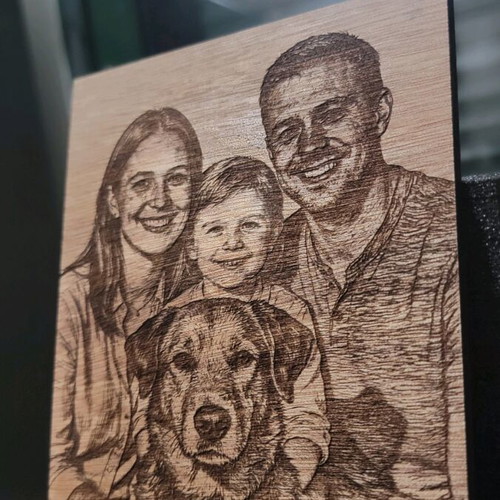 Wooden engraved image new with laser engraving
