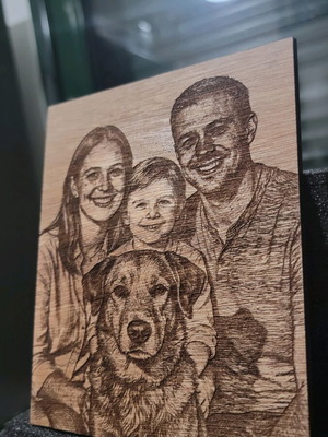 Wooden engraved image new with laser engraving