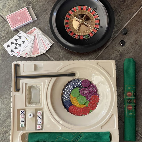 5 Game Set Refurbished with Roulette Poker Black Jack Craps Dice