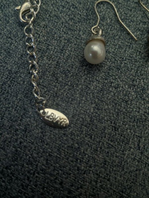 Signed Vintage LBVYR faux pearl necklace and earrings set