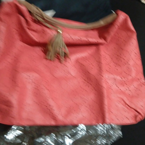 Large shoulder bag beach style new, red and orange