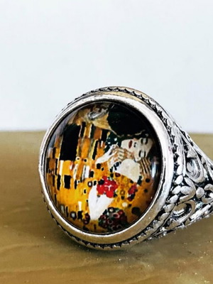 Gustav Klimt Handmade Adjustable Ring Silver Tone