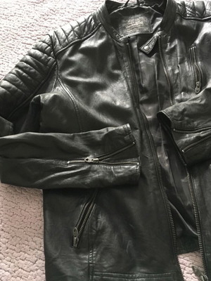 Jack & Jones Vintage leather jacket used, size Large, black