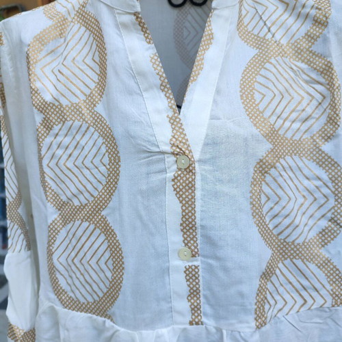 Caftan 100% Viscose New White with Gold Designs