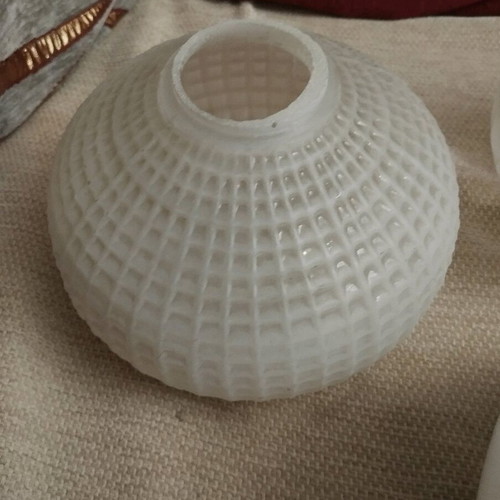 Lampshades and base used, set of two white