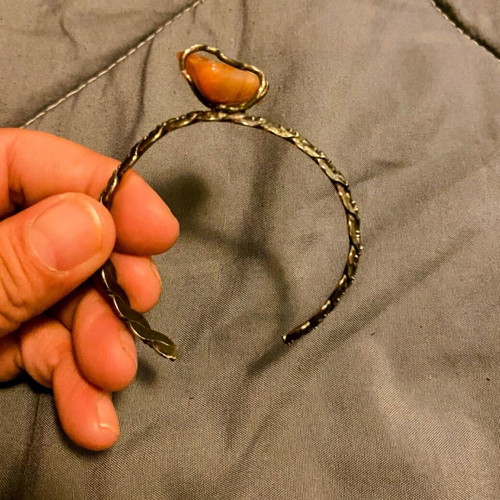 Handmade bracelet used with large amber stone