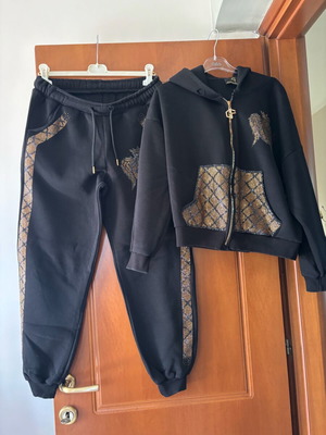 Tracksuit set with rhinestones like new, black