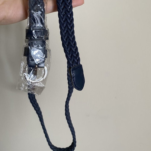 Braided Navy Stretch Belt new, adjustable fit, silver buckle
