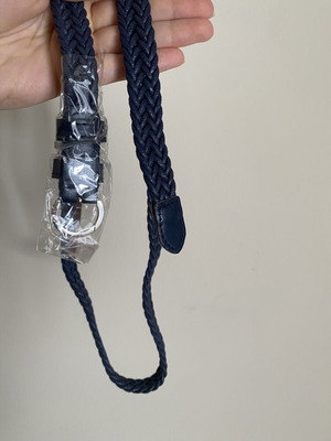 Braided Navy Stretch Belt new, adjustable fit, silver buckle