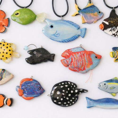 Fish necklace new, handmade colorful summer jewelry