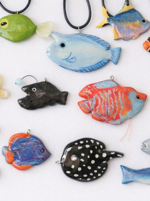 Fish necklace new, handmade colorful summer jewelry
