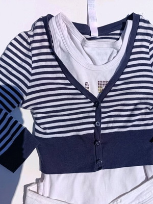 Zara Striped Crop Cardigan Like New, Blue-White