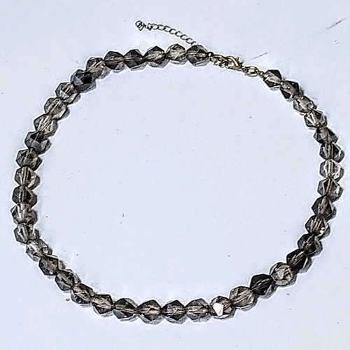 Handmade necklace from smoky quartz, new, length 42 cm + 6 cm chain