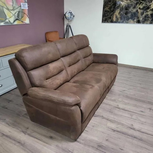 Brown fabric sofa three-seater new