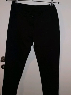 Black leggings pants like new, small, silver stitching