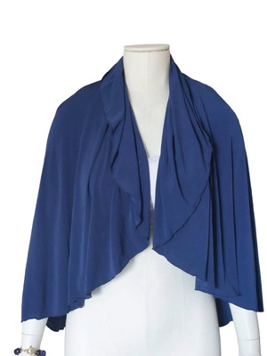 Boxo versatile blue viscose blouse poncho turtleneck one size like new