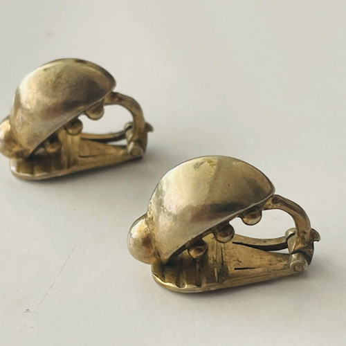 Vintage Zolotas ladybug clip-on earrings used, gold-plated silver 950