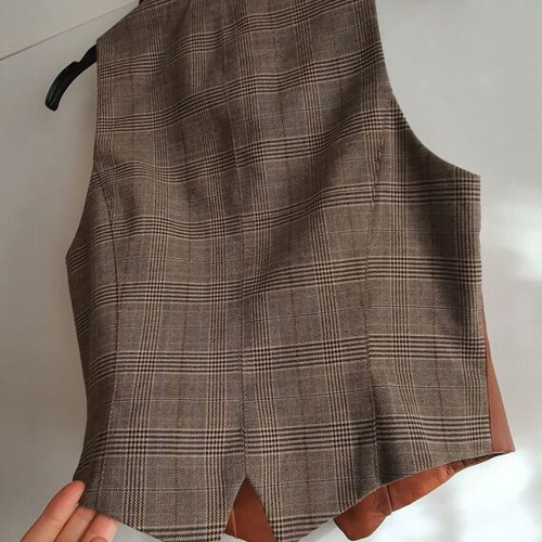 Bebe Vest New With Genuine Leather Brown S-M
