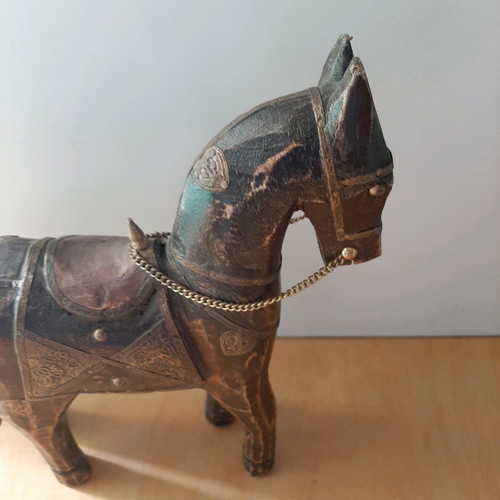 Oriental handmade antique horse used