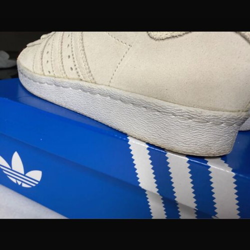 Adidas Superstar women's shoes with metal toe cap, beige suede, EUR 40