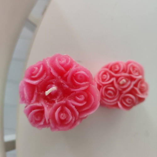 3D Rose Candles, Set of 2, Soft Pink