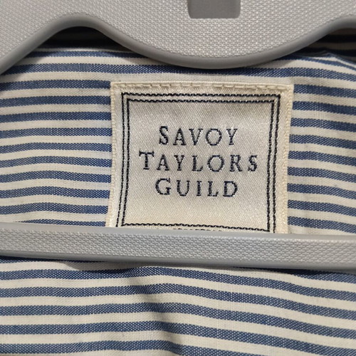 Savoy Taylors Guild men's shirt, white and blue, size XL