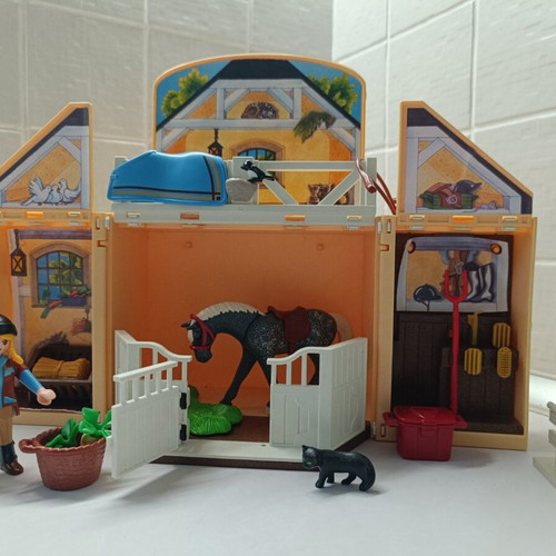 Playmobil Country Stable Carry Case 5418 84 Pc Horse Barn Set used