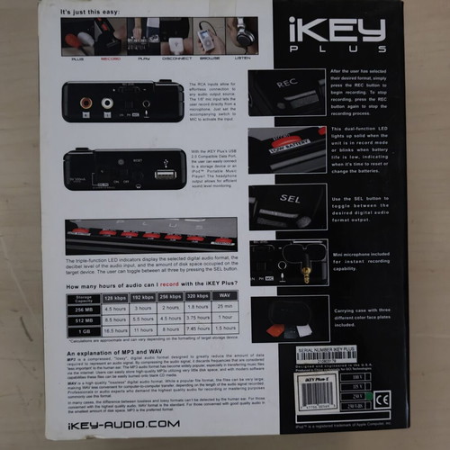 iKEY Plus Portable USB Recorder new, MP3 & WAV
