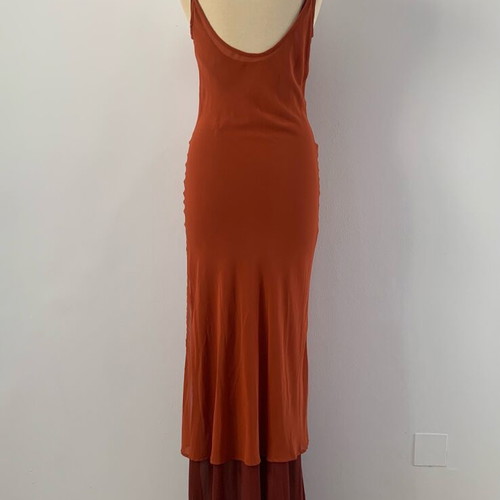 Maxi dress by Veloudakis new, muslin two-piece with minor stain and pull