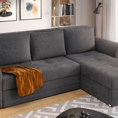 Corner sofa bed with storage compartments