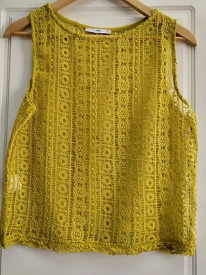 Mango lime crochet top boho M, like new