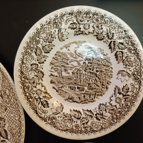 Staffordshire England collectible plates used, set of 3 pieces