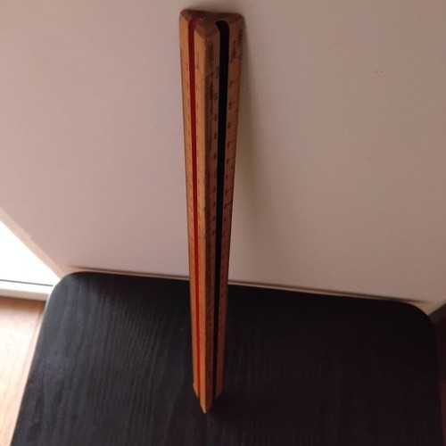 Wooden triangular vintage ruler used, design from 1960