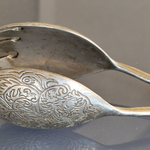 Λαβίδα για σαλάτα μεταχειρισμένη ρετρό, Silver Plate, μήκους 21,5 εκ