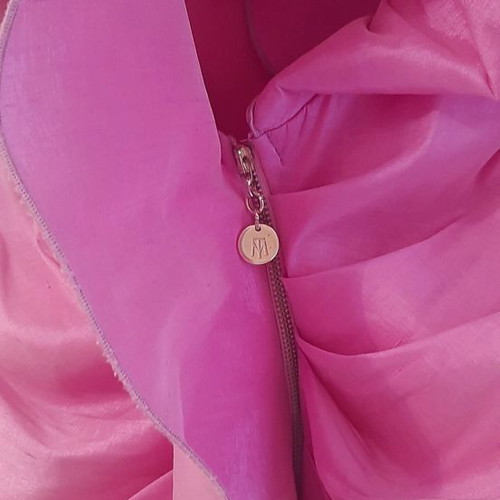 Mitropoulos dress new, pink lilac taffeta midi with back opening