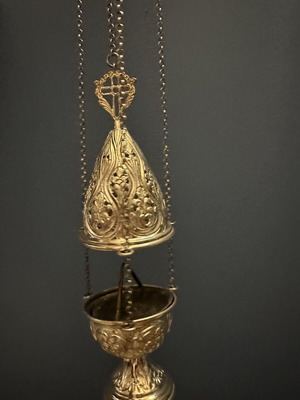 Handmade silver-plated small church censer with rich decoration