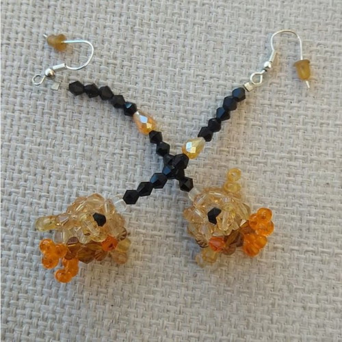 Long chicken-shaped earrings with Swarovski crystals new