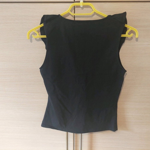 MNG Black Frill T-Shirt Size Small Like New