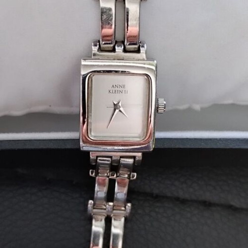 Anne Klein II Art Deco Tank Edition ladies watch like new, white and silver
