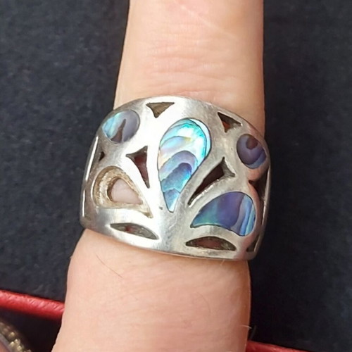 Silver ring 925 with abalone mother-of-pearl used