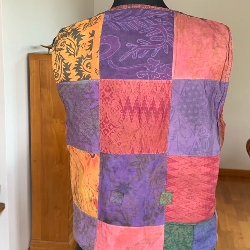 Vintage boho patchwork vest like new, unisex, one size
