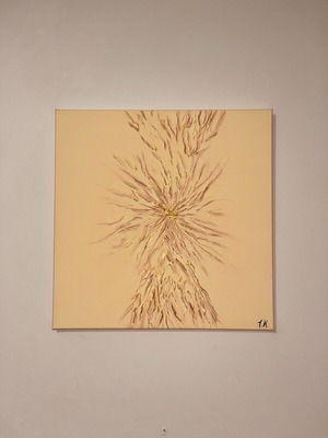 Ръчно изработена картина minimal abstract 40x40 с златни детайли