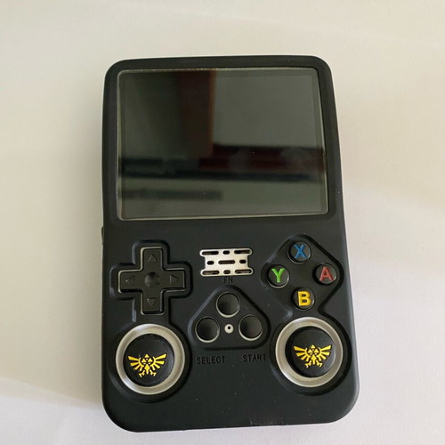 R36S handheld console with Dark OS, silicone case and screen protector, like new