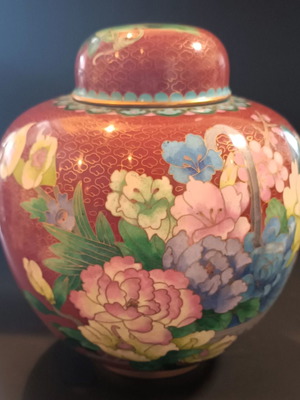 Vintage Cloisonné container with lid used